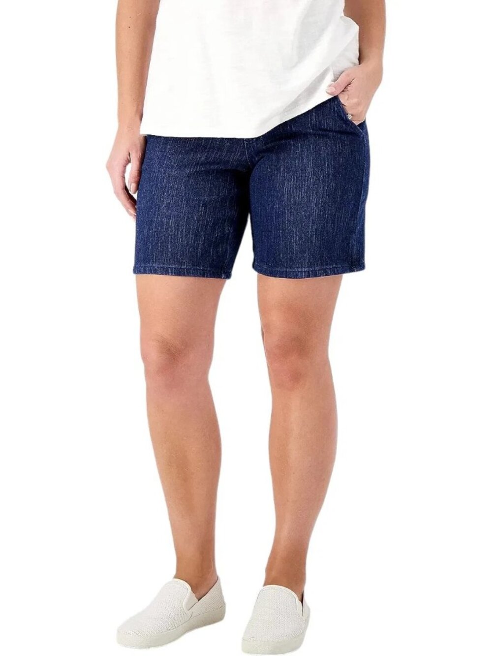 Belle by Kim Gravel Flexibelle 8" Short Size 32 Blue Dark Indigo Stretch Coastal